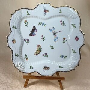 I. Godinger & Co Primavera 10” Porcelain Server Butterflies, Dragonflies